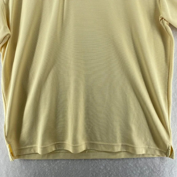 Cubavera Polo Shirt Mens Sz XL Yellow Striped Ribbed Collared Regular Side Slit - Picture 7 of 10